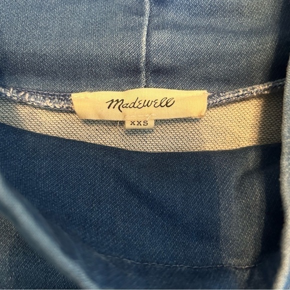 Madewell Denim Tunic Dress Sporty Pull Tie Mock Neck & Two Large Front Pockets - Picture 12 of 13